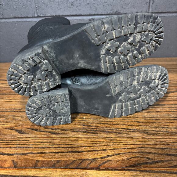 Victoria’s Secret Women’s Black Leather Ankle Moto Boots Block Heel Size 8.5 - Picture 5 of 8